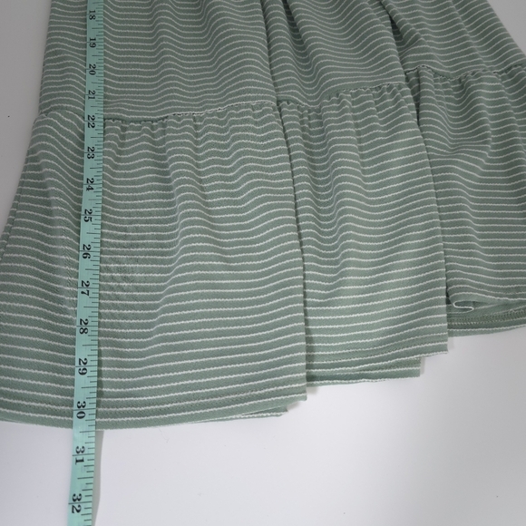 Olivia Rae Babydoll Flutter Sleeve Tiered Striped Green Dress Size Small - Picture 7 of 9